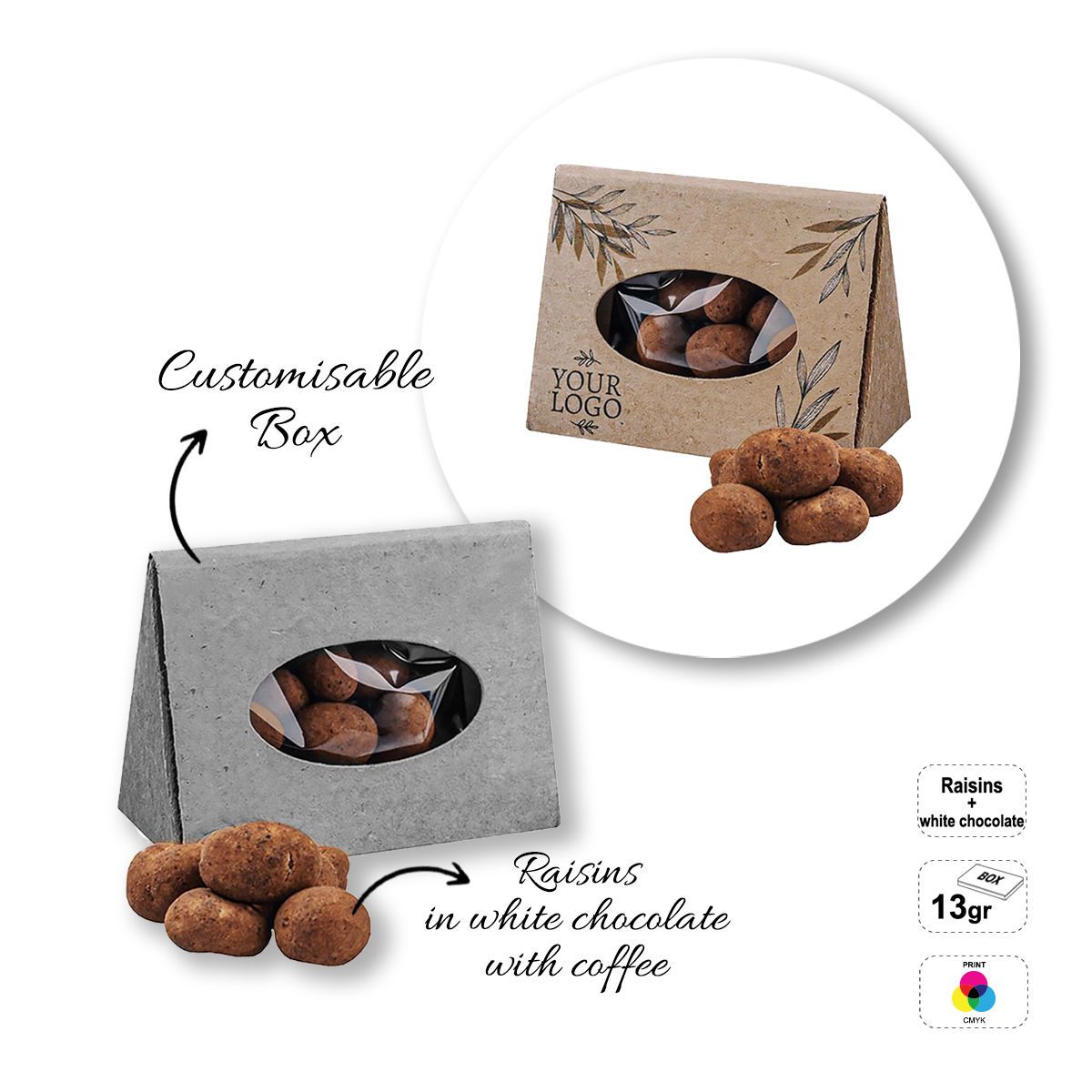 SINGLE BITE - boîte de fruits secs enrobés de chocolat, 67x32x50 mm | GL810801B