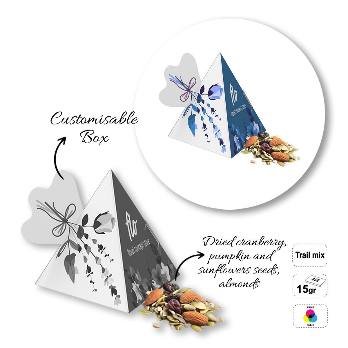 FIT TREAT - boîte de fruits secs et graines, 90x90x110 mm | GL810802B