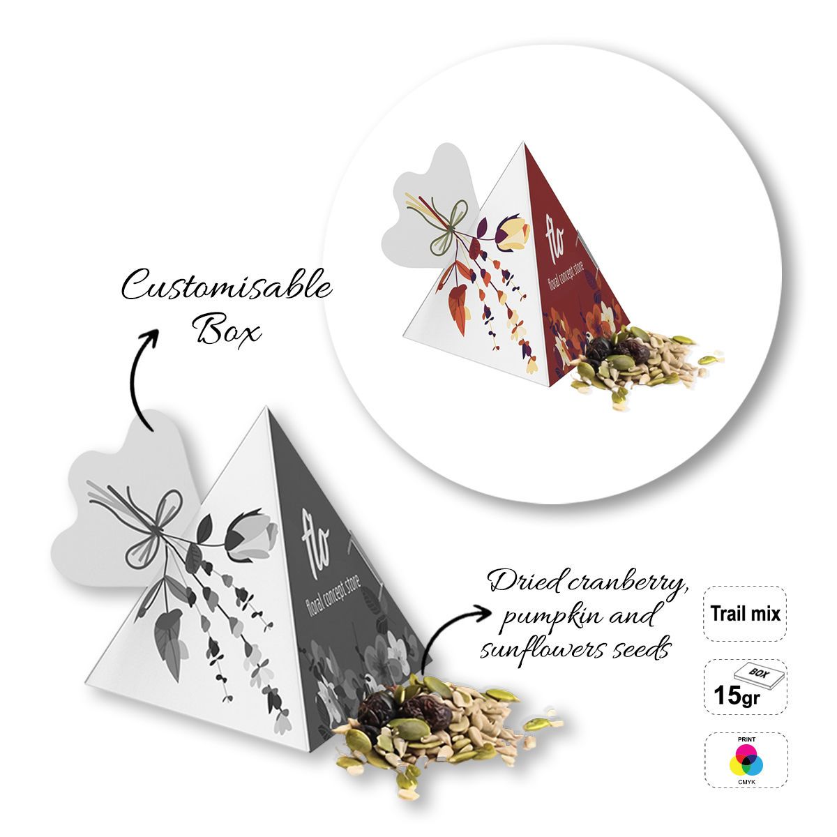 FIT TREAT - boîte de fruits secs et graines, 90x90x110 mm | GL810802C