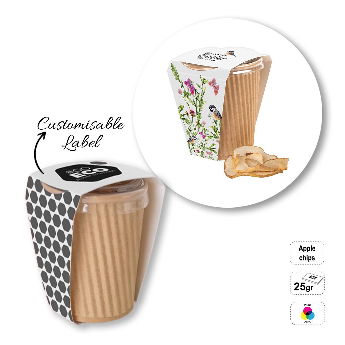 CRISPY CUP - boîte de chips de fruits, 80x80x95 mm | GL810808A