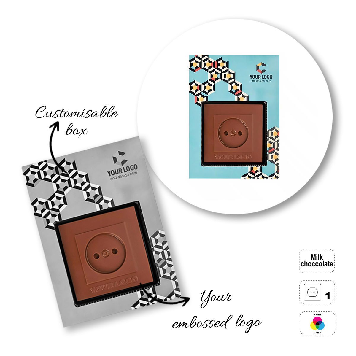 CHOCO4MAT B - barre chocolatée, différentes formes, 182x132x15 mm | GL811106A