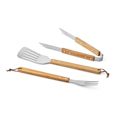 TURNER - Set barbecue bambou,mallette: pince, fourchette et spatule