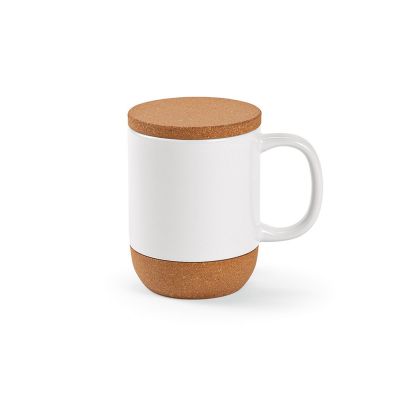 EBRO - Mug en céramique, bouchon/base en liège 380 ml. Sublimation