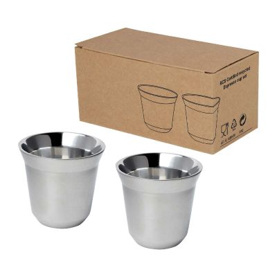 DUO ESPRESSO SET -Ensemble de tasses à espresso en acier inoxydable Duo de 80 ml certifié RCS