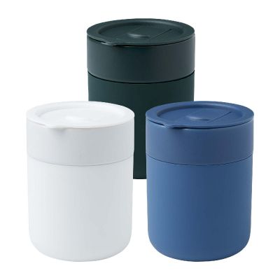 JAVA -Gobelet en céramique de 330 ml avec revêtement en silicone et couvercle en plastique