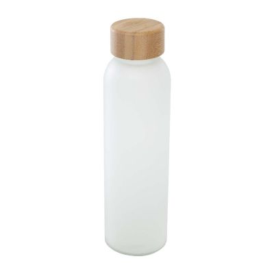 LUME -Bouteille en verre sodocalcique mat de 500 ml avec couvercle en bambou