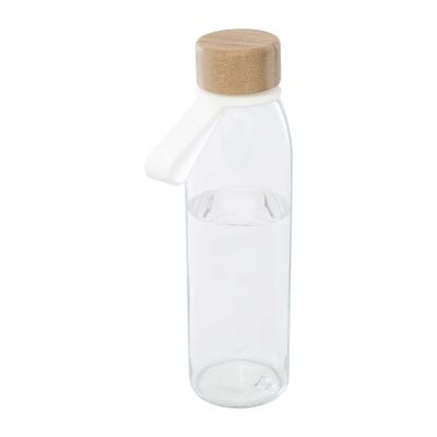 PORTO -Bouteille d'eau en verre de 500 ml avec poignée en silicone et couvercle en bambou