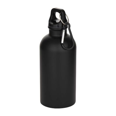 BOUNCE -Bouteille d’eau Oregon de 400 ml à simple paroi avec finition MATE, en acier inoxydable recyclé certifié RCS avec mousqueton