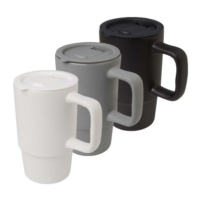 CARTER -Mug en céramique de 450 ml avec couvercle en plastique
