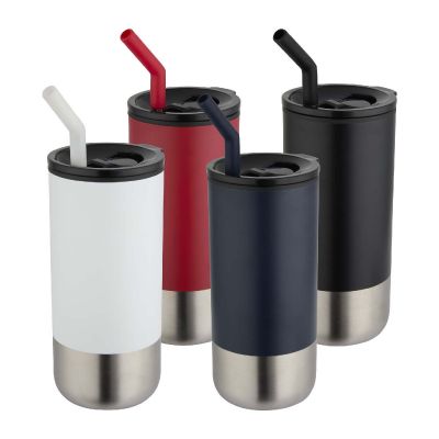 GRAYSON -Gobelet isotherme 480 ml certifié RCS avec paille en silicone