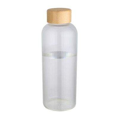 MIRAGE -Bouteille en verre borosilicate simple paroi de 650 ml avec couvercle en bambou