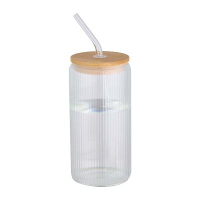 MIRAGE -Pot de 500 ml en verre borosilicate simple paroi avec couvercle en bambou