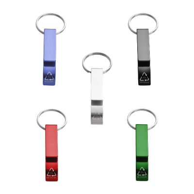 TAO -Ouvre-bouteille et canette en aluminium recyclé certifié RCS avec porte-clés