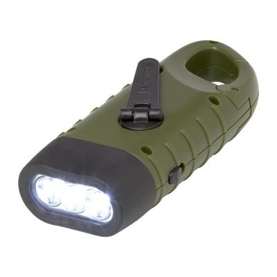 HELIOS -Lampe de poche dynamo solaire en plastique recyclé avec mousqueton