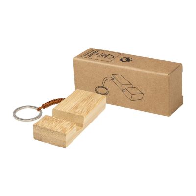 BOSONA -Support de téléphone en bambou avec porte-clés