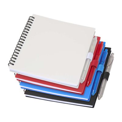 NIOVE -Ensemble carnet à couverture souple en plastique recyclé et stylo bille (encre bleue) 