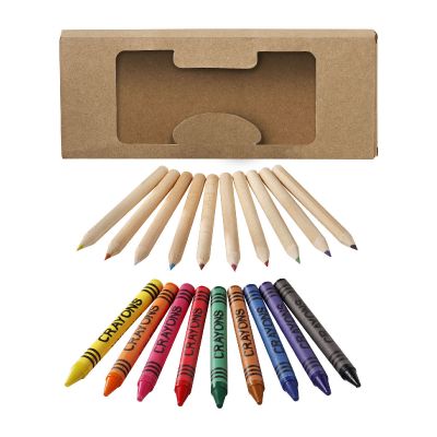 LUCKY -Kit de crayons et crayons gras colorés 19 pièces 
