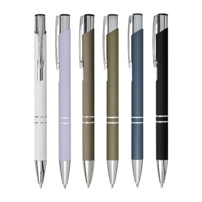 MONETA SOFT -Stylo bille rétractable doux au toucher Moneta (encre noire)