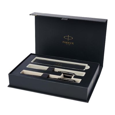 PARKER -Parure IM avec stylo roller et stylo bille achromatiques (encre noire/bleue)