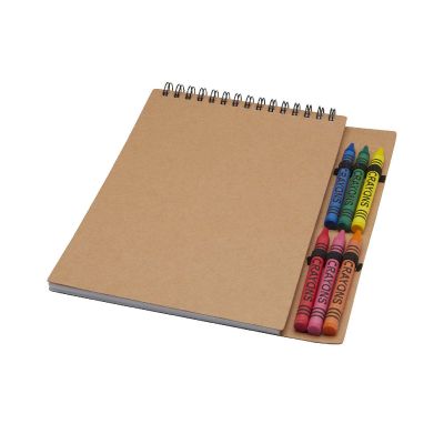 DOODLE -Carnet de notes à spirales A5 à couverture souple et set de crayons gras