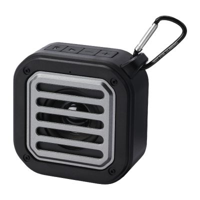 SOLO -Haut-parleur solaire Bluetooth® de 3 W IPX5 en plastique recyclé certifié RCS avec mousqueton