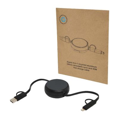RECHARGE SYNC 5IN1 -Câble rétractable 5 en 1 Alasia de 100 cm en plastique recyclé et aluminium pour la synchronisation des données et la charge