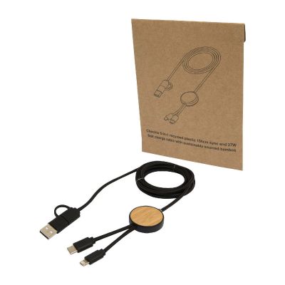 W -Câble 5 en 1 Chechia en plastique recyclé de 150 cm pour la synchronisation des données et la charge rapide de 27 avec déta