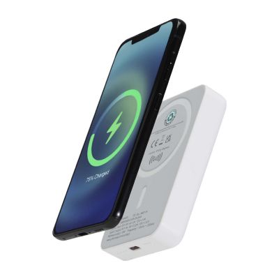 ACRAB -Batterie de secours magnétique sans fil de 10 000 mAh et 15 W avec PD de 20 W - fabriquée en plastique recyclé