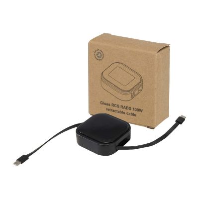 RESYNC CABLE 5IN1 -Câble rétractable 5 en 1 Gloas en matériaux recyclés pour synchronisation de données et charge rapide de 100 W avec kit d’out