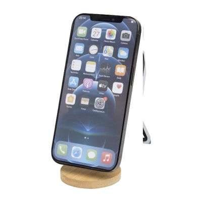 ALCOR -Support de téléphone magnétique et pliable en plastique recyclé avec détails en bambou