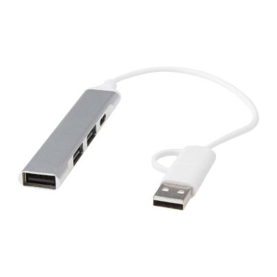 ALKAID -Hub USB-A et Type-C à 4 ports en aluminium recyclé avec double entrée