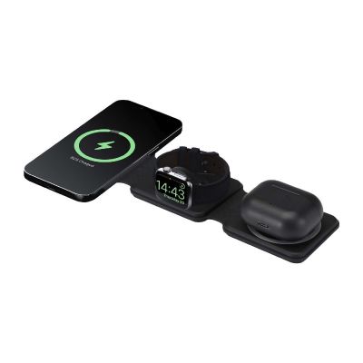 ARMUS -Chargeur sans fil pliable 3 en 1 de 15 W en plastique recyclé