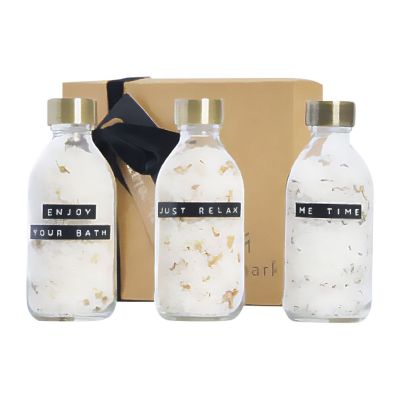 JUST RELAX -Coffret cadeau avec sel de bain WELLmark avec 3 pièces de 200 ml