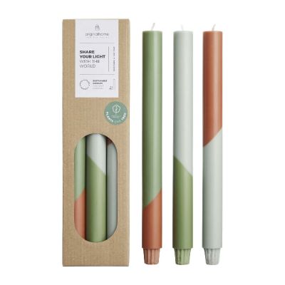 EDEN -Bougies à rayures diagonales Originalhome par lot de 3