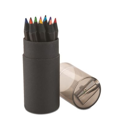 BLOCKY - 12 crayons de couleurs noirs