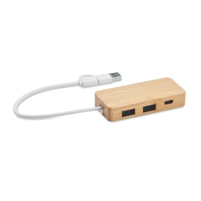 HUBBAM - Hub usb 3 ports en bambou