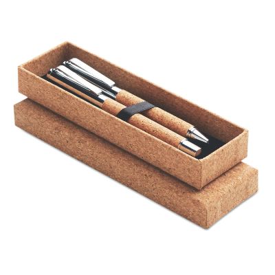 QUERCUS - Stylo bille métal boîte liège