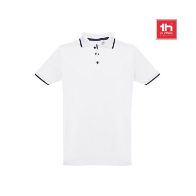 THC ROME WH - Polo en coton bicolore pour homme. Couleur blanche
