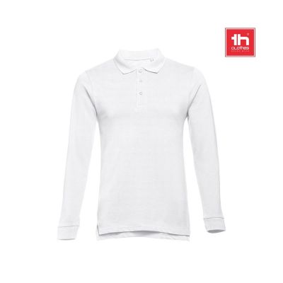 THC BERN WH - Polo en coton à manches longues pour hommes