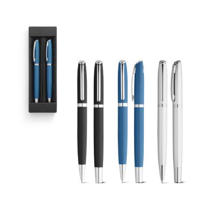 RE-LANDO-SET - Set rollet et stylo bille avec corps en aluminium recyclé (100% rAL)