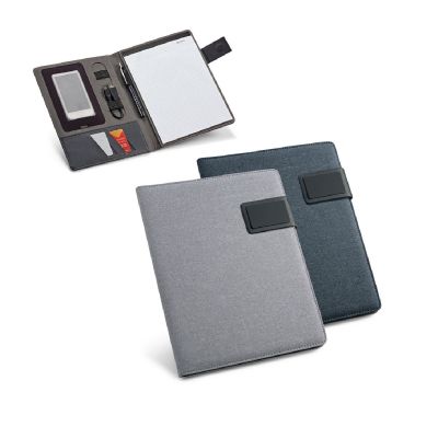 PYNCHON - Porte-documents A5 en simili lin et PU avec bloc de pages lignées