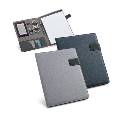 RIORDAN - Porte-documents A4 A4 en simili lin et PU avec bloc de pages lignées