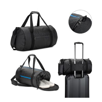 OSASCO SPORT - Sac de sport cylindrique en polyester recyclé haute densité 600D avec compartiment latéral pour les chaussures