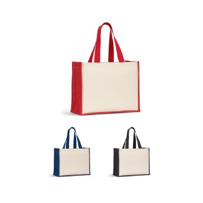 HELSINQUE COLOUR - Sac en toile (320 g/m²), avec fond et côtés en jute laminé (350 g/m²) de couleur