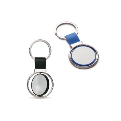 ALBRIGHT - Porte-clés en métal et PU avec possibilité de personnalisation par doming