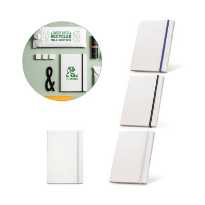 MILKY - Bloc-notes A5 avec couverture rigide en papier 100 % recyclé