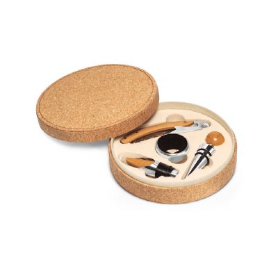 MORETO - Set à vin avec 4 pièces en bois et métal