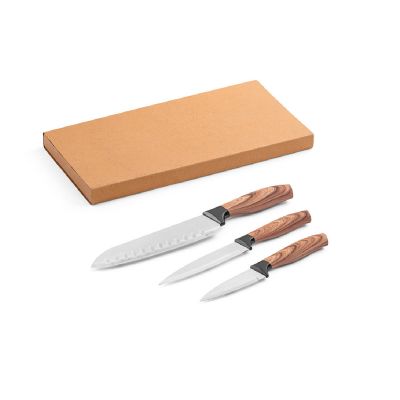 BAHARAT - Lot de 3 couteaux de cuisine avec lame en acier inoxydable et manche ergonomique