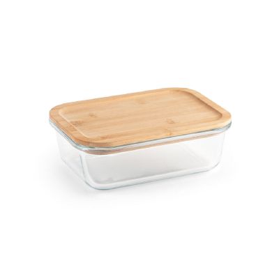 PORTOBELLO - Lunch Box. Boîte hermétique en verre borosilicaté et couvercle en bambou 1000 mL