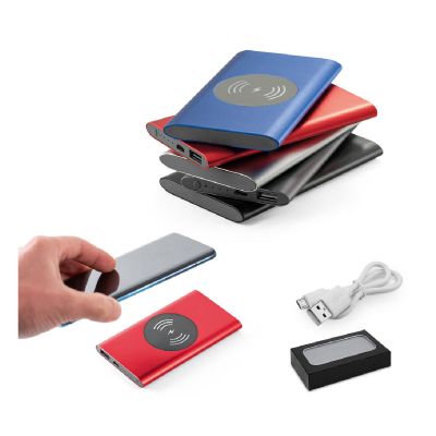 CASSINI - Power bank 4 000 mAh avec chargeur sans fil 5W en aluminium recyclé (100 % rAL)